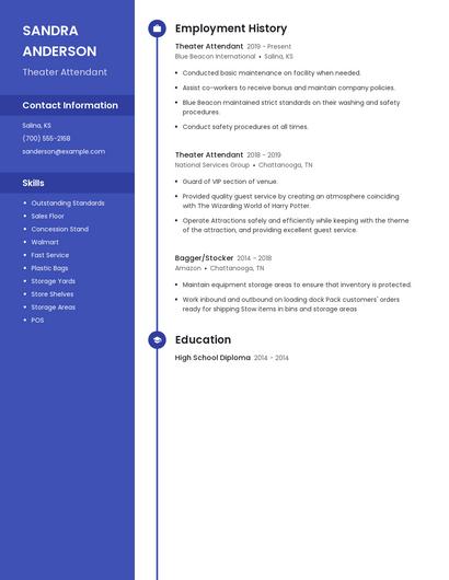 Theater Attendant Resume