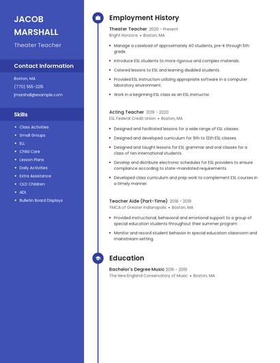 Theater Teacher Resume