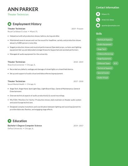 Theater Technician Resume