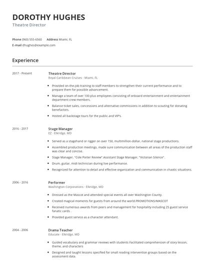 Theatre Director Resume