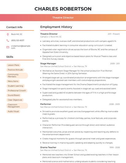Theatre Director Resume
