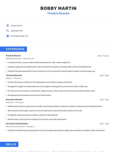 Theatre Director Resume