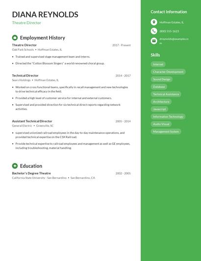 Theatre Director Resume