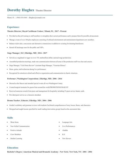 Theatre Director Resume