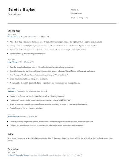 Theatre Director Resume