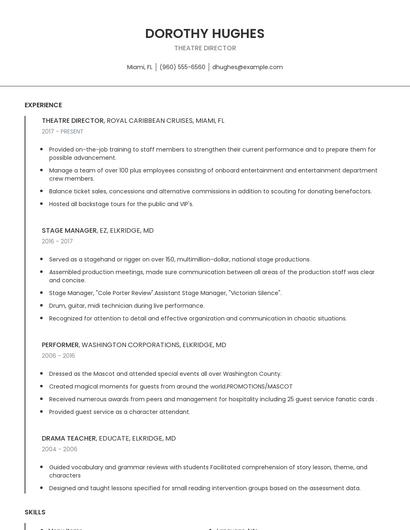 Theatre Director Resume