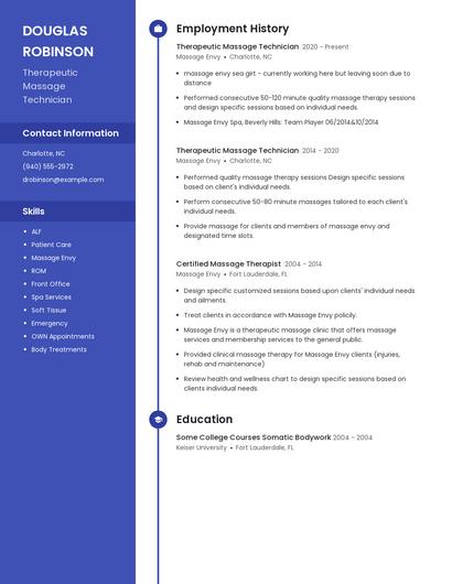 Therapeutic Massage Technician Resume