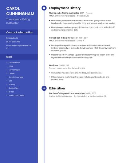 Therapeutic Riding Instructor Resume