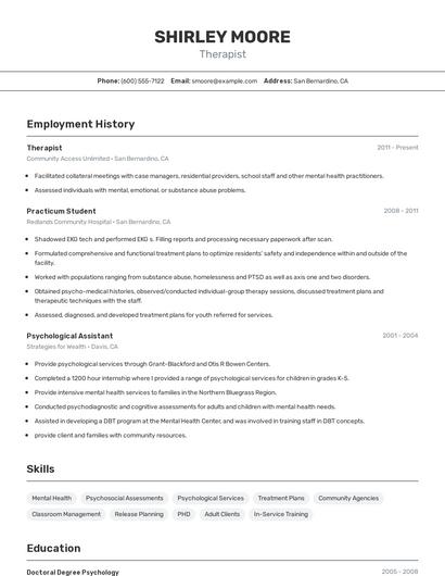 Resume example 2