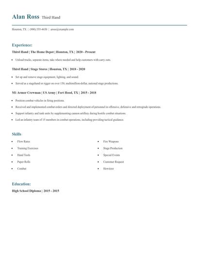 Third Hand Resume
