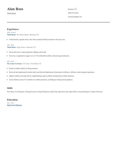 Third Hand Resume
