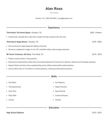 Third Hand Resume