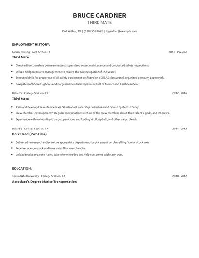 Third Mate Resume