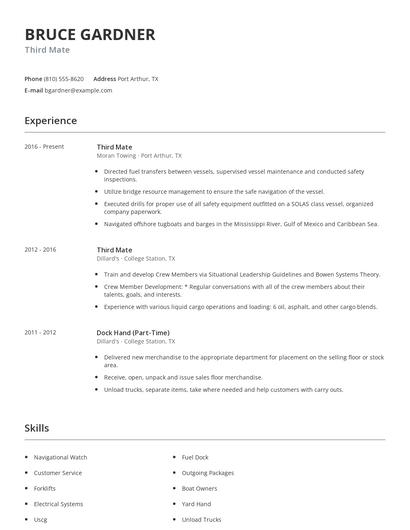 Third Mate Resume
