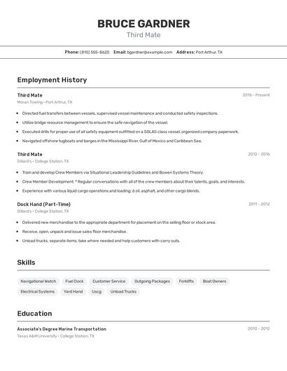 Third Mate Resume