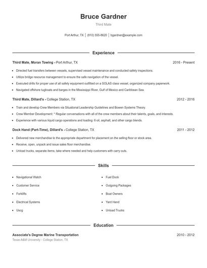 Third Mate Resume