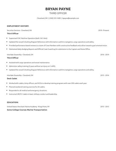 Third Officer Resume