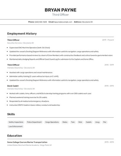 Third Officer Resume