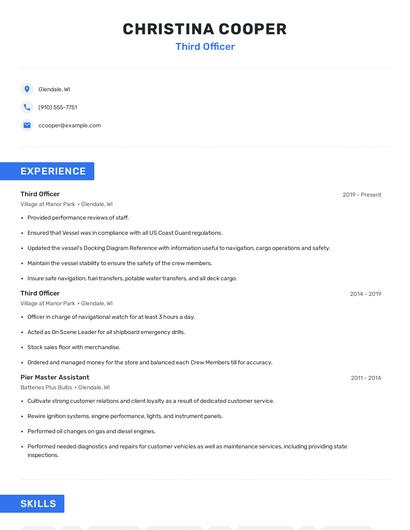 Third Officer Resume
