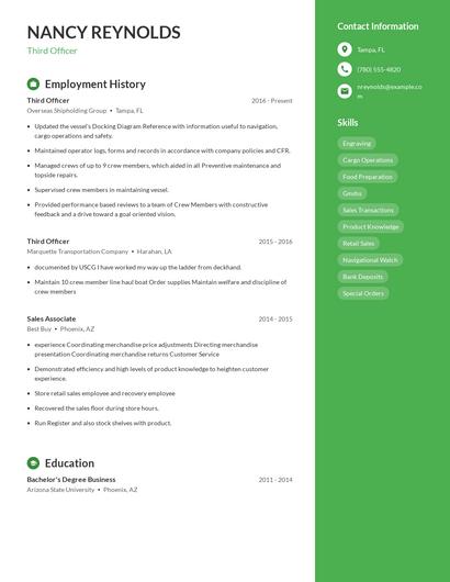 Third Officer Resume