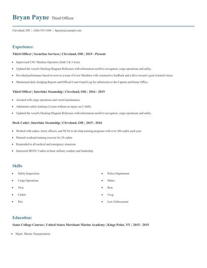 Third Officer Resume