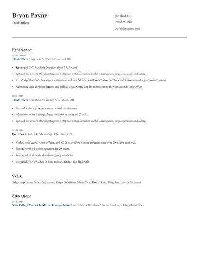 Third Officer Resume