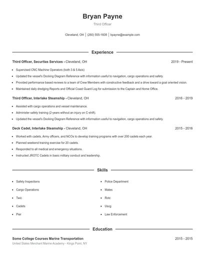 Third Officer Resume