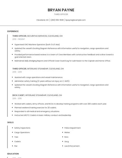 Third Officer Resume