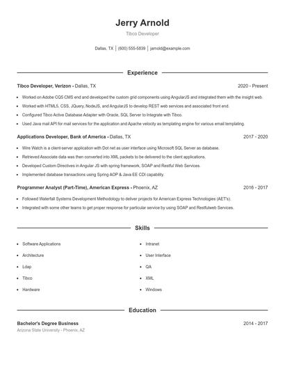 Tibco Developer Resume