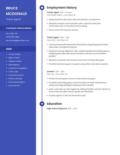 Ticket Agent Resume