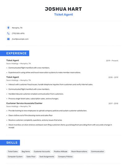 Ticket Agent Resume