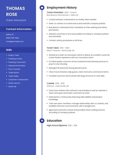 Ticket Attendant Resume