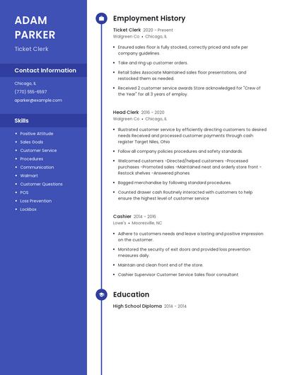 Ticket Clerk Resume