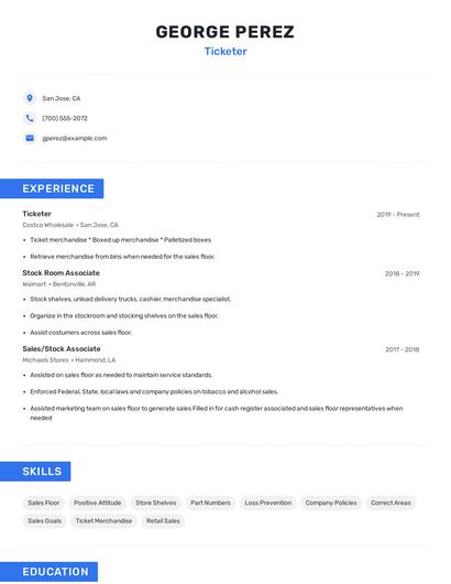 Ticketer Resume