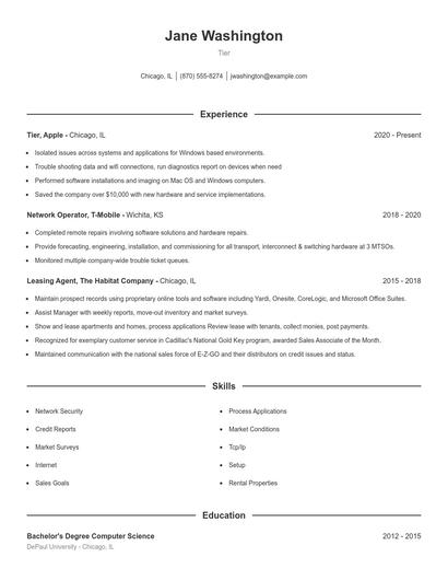 Tier Resume