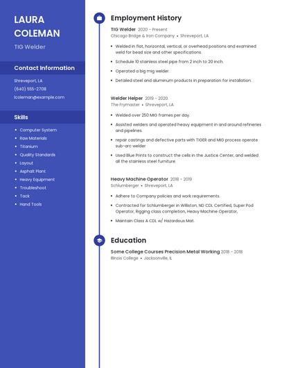 TIG Welder Resume