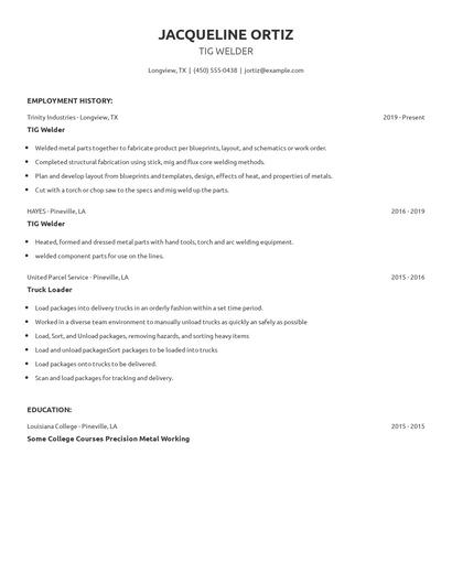TIG Welder Resume