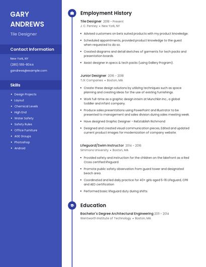 Tile Designer Resume