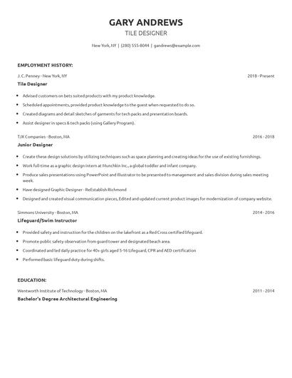 Tile Designer Resume