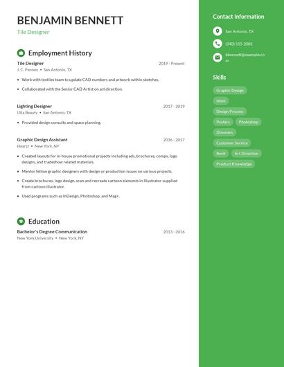 Tile Designer Resume