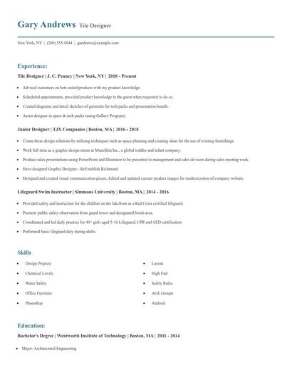 Tile Designer Resume
