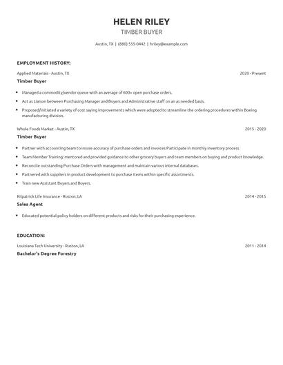 Timber Buyer Resume