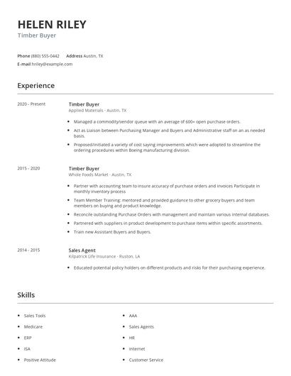 Timber Buyer Resume