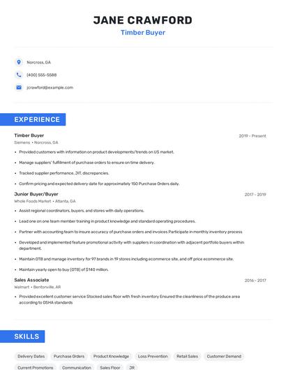 Timber Buyer Resume