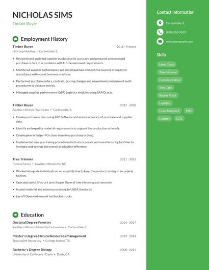 Timber Buyer Resume