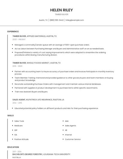 Timber Buyer Resume