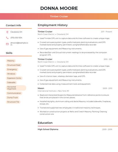 Timber Cruiser Resume