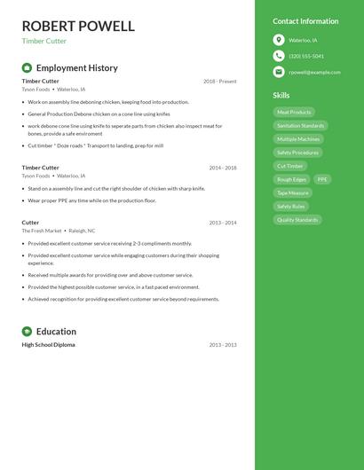 Timber Cutter Resume