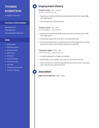 Timber Framer Resume