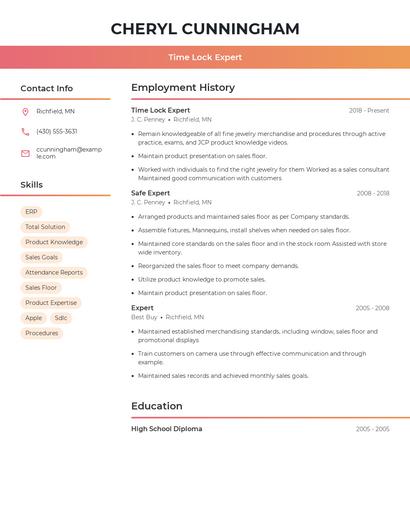 Time Lock Expert Resume